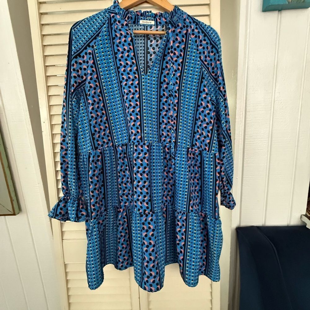 Sunday Up Blue and Black Patterned Fabric